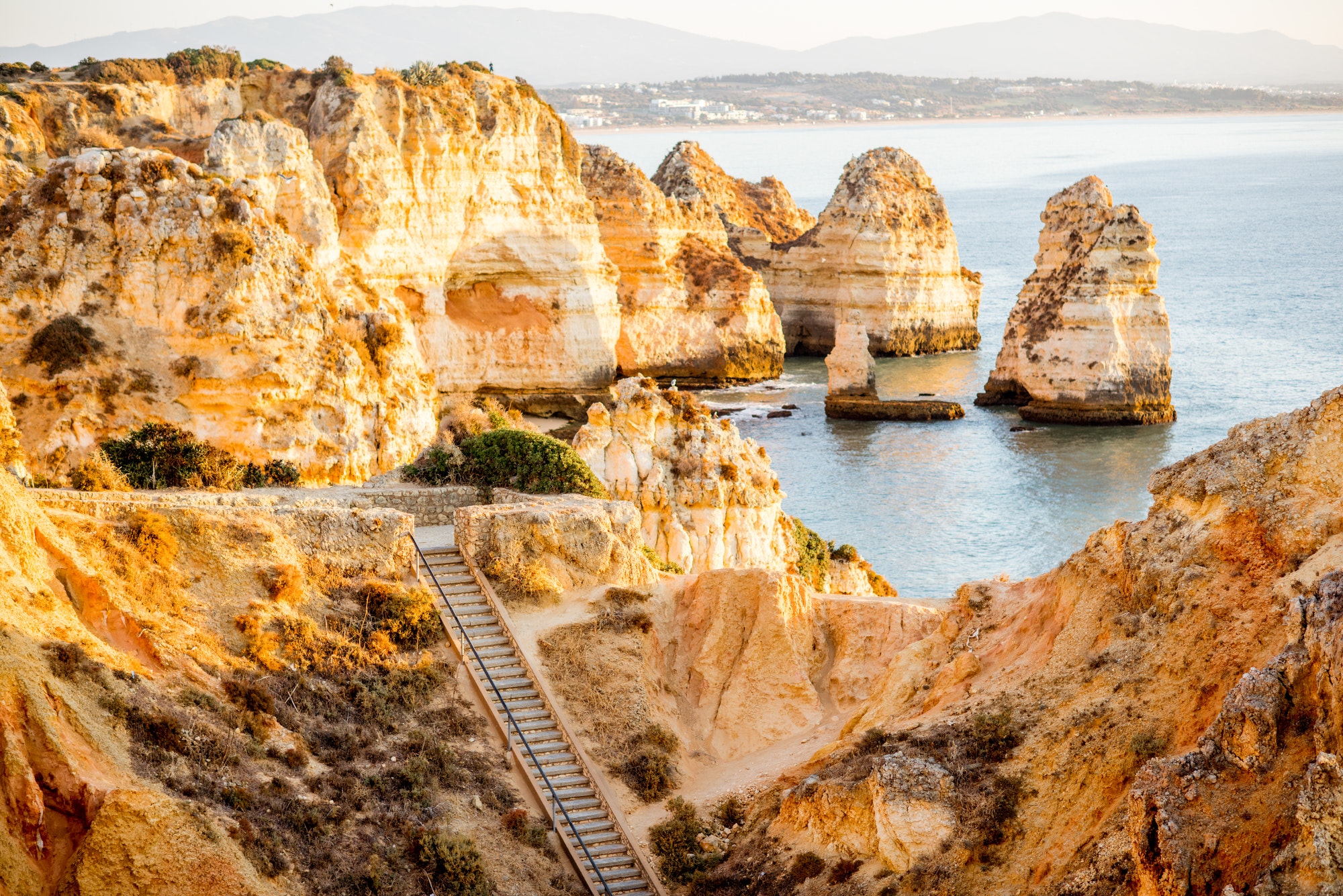 Rocky coastline in Lagos, Portugal